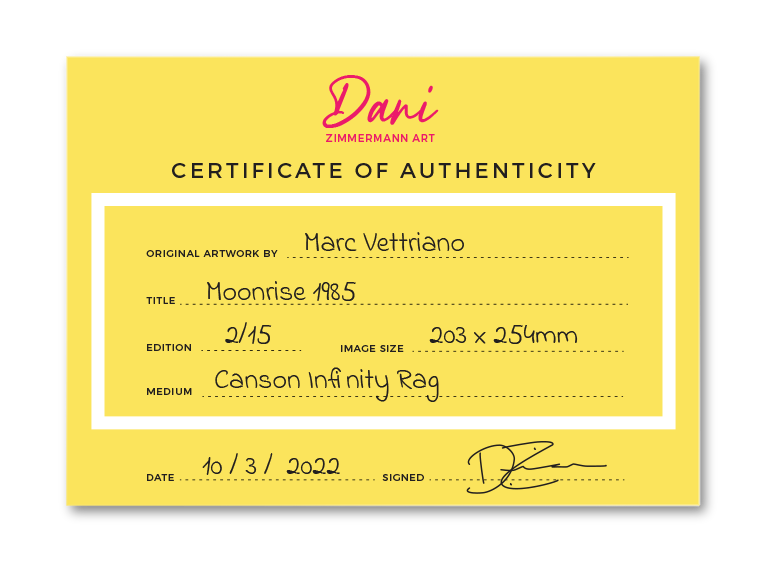 PosterFactory Certificate of Authenticity Card